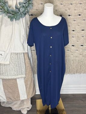 NWT NYC Relaxed Navy Midi Dress with Front Buttons size 3X